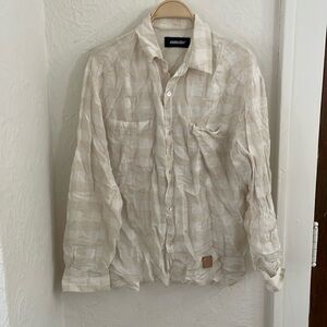AMBUSH Men's Gingham Check Pattern Button Up Shirt Size 1 in Beige